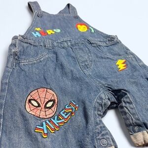 Marvel Spiderman denim overalls with patches Size: 18-24 months